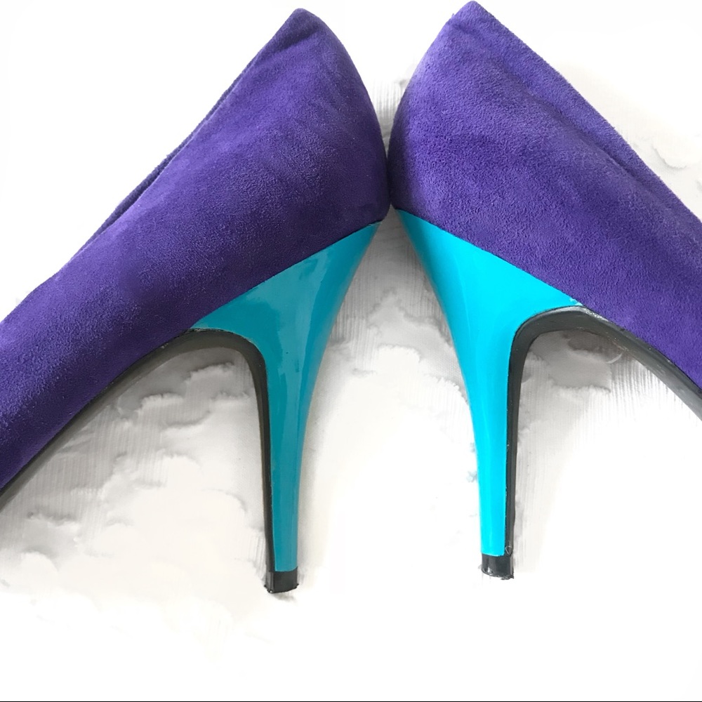 Jessica Simpson purple suede, blue heel / Size 8.5 - Picture 4 of 6